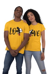 Love Mickey and Minnie (Yellow T)- Couple Printed T-Shirts -Lover T-shirts