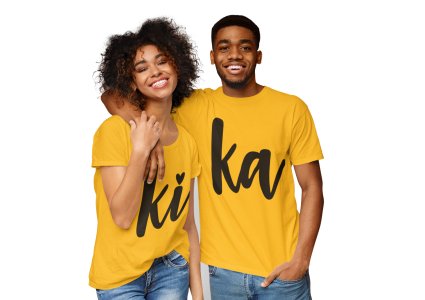 Key and Ka Printed Couple Yellow- Printed T-Shirts