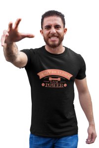Body Builder, Gym Power, (BG Orange), Round Neck Gym Tshirt (Black Tshirt) - Clothes for Gym Lovers - Suitable for Gym Going Person - Foremost Gifting Material for Your Friends and Close Ones