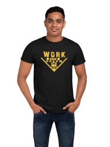 Work Hard, Dream Big, (BG Yellow), Round Neck Gym Tshirt (White Tshirt) - Clothes for Gym Lovers - Suitable for Gym Going Person - Foremost Gifting Material for Your Friends and Close Ones