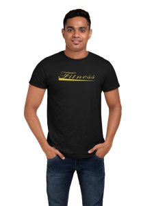 Fitness, (BG Golden), Round Neck Gym Tshirt (White Tshirt) - Clothes for Gym Lovers - Suitable for Gym Going Person - Foremost Gifting Material for Your Friends and Close Ones