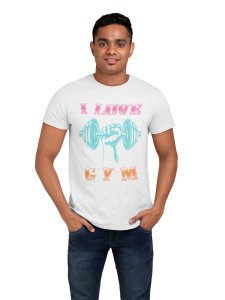 I Love Gym, (BG Pink, White and Orange), Round Neck Gym Tshirt (White Tshirt) - Clothes for Gym Lovers - Suitable for Gym Going Person - Foremost Gifting Material for Your Friends and Close Ones