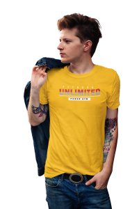 Unlimited In Two Colour Shades, Round Neck Gym Tshirt (Yellow Tshirt) - Foremost Gifting Material for Your Friends and Close Ones