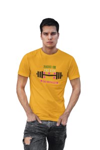 Focus On The Gym, Not On The Obstacles, Round Neck Gym Tshirt (Yellow Tshirt) - Clothes for Gym Lovers - Suitable for Gym Going Person - Foremost Gifting Material for Your Friends and Close Ones