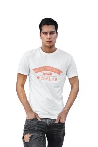 Body Builder, Gym Power,(BG Orange), Round Neck Gym Tshirt (White Tshirt) - Clothes for Gym Lovers - Foremost Gifting Material for Your Friends and Close Ones