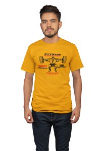 Fitness, Sports Is Strong And Beautiful, Round Neck Gym Tshirt (Yellow Tshirt) - Clothes for Gym Lovers - Suitable for Gym Going Person - Foremost Gifting Material for Your Friends and Close Ones