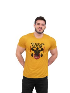 Gold Gym Round Neck Gym Tshirt (Yellow Tshirt) - Clothes for Gym Lovers - Foremost Gifting Material for Your Friends and Close Ones