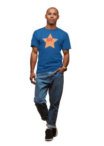 Fitness Club, Power Your Body, (BG Star Orange), Round Neck Gym Tshirt (Blue Tshirt) - Clothes for Gym Lovers - Suitable for Gym Going Person - Foremost Gifting Material for Your Friends and Close Ones