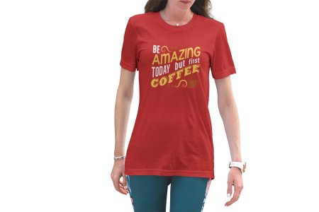 The answer is always Coffee and love - Red - printed t shirt - comfortable round neck cotton.