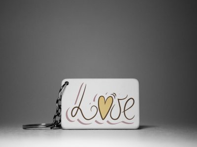 Love Text -White -Valentine's Special Keychains(Pack Of 2)