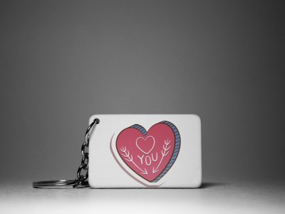 YOU Text In Pink Heart -White -Valentine's Special Keychains(Pack Of 2)