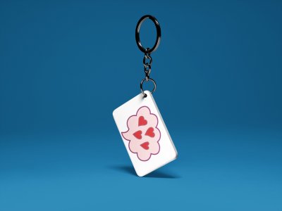 Red Hearts In Cloud -White -Valentine's Special Keychains(Pack Of 2)
