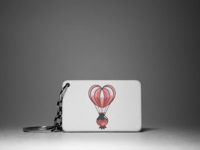 Hot Air Balloon-White -Valentine's Special Keychains(Pack Of 2)