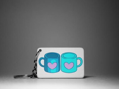 Couple Coffee Cup -White -Valentine's Special Keychains(Pack Of 2)