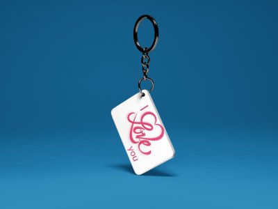 I Love You (Pink Text)-White -Valentine's Special Keychains(Pack Of 2)