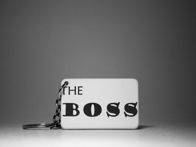 The Boss, The Real Boss-Couple Keychain-White -Valentine's Special Keychains(Pack Of 2)