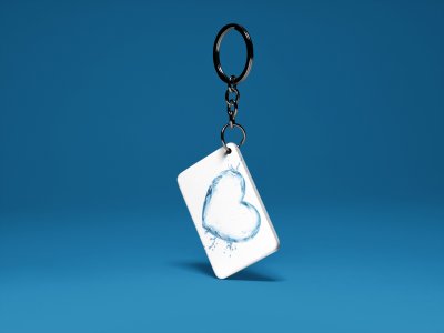 Heart (BG Blue )-White -Valentine's Special Keychains(Pack Of 2)