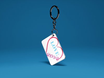 Love Text Inside Heart-White -Valentine's Special Keychains(Pack Of 2)