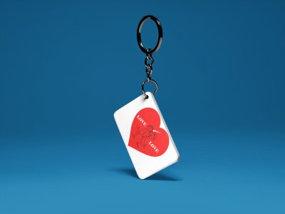 Couple Inside Red Heart -White -Valentine's Special Keychains(Pack Of 2)
