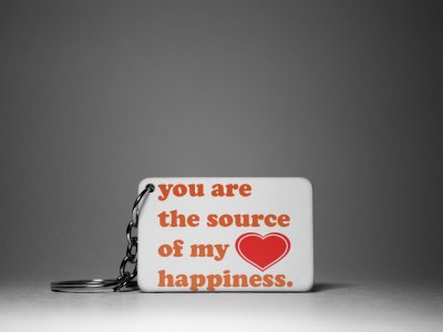 You're My Source Of Happiness-White -Valentine's Special Keychains(Pack Of 2)