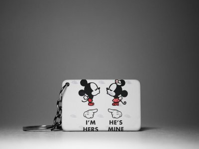 I'm Hers,He's Mine - Mickey And Minnie -White -Valentine's Special Keychains(Pack Of 2)