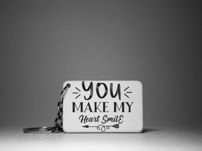 You Make Heart Smile(Black Text)-White -Valentine's Special Keychains(Pack Of 2)