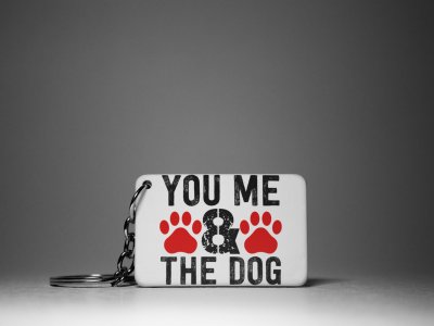 You Me And The Dogs (Black And Red Text)-White -Designable Keychains(Pack Of 2)