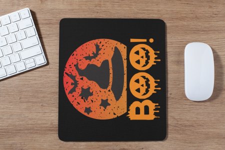 BOO-Witch's Hat-Bat -Halloween Theme Mousepad