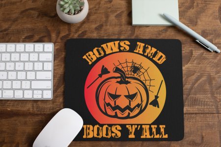Bows And Boos Y'all-Scary Pumpkin-Halloween Theme Mousepad