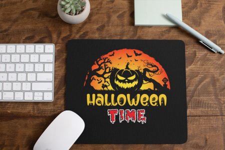 Halloween time Yellow Red Text-Scarry Pumpkin -Halloween Theme Mousepad