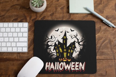 Halloween-Haunted House, 2 Trees -Halloween Theme Mousepad