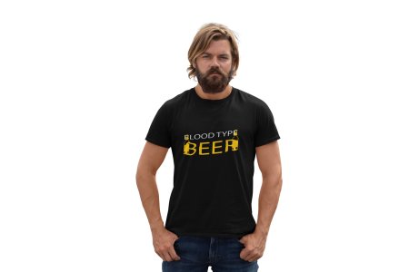 Blood type beer -round crew neck cotton tshirts for men