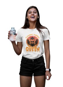 Candy corn, spider and owl, Printed Tees for Women's -designed for Halloween