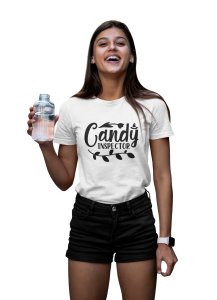 Candy in inspector, tulip Halloween text - Printed Tees for Women's -designed for Halloween n
