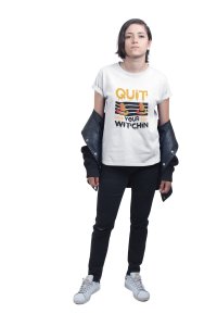 Quit, Witch hat - Printed Tees for Women's -designed for Halloween