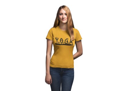 Yoga Text In Black-Yellow-Clothes for Yoga Lovers- Red - Suitable For Regular Yoga Going People - Foremost Gifting Material for Your Friends