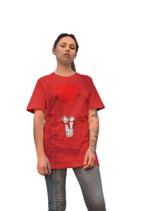 Heart Hot Balloon Couple Red- Printed T-Shirts