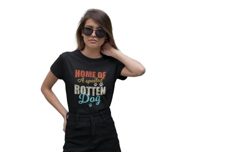 Home Of A Spoiled Rotten Dog- Black-printed cotton t-shirt - comfortable, stylish
