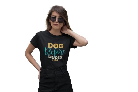 Dog before dudes - Black-printed cotton t-shirt - comfortable, stylish