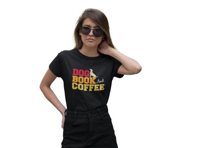 Dog book and coffee - Black-printed cotton t-shirt - comfortable, stylish