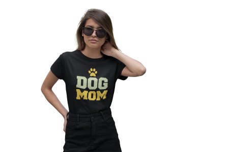 Dog mom Yellow And White Text-Black-printed cotton t-shirt - comfortable, stylish