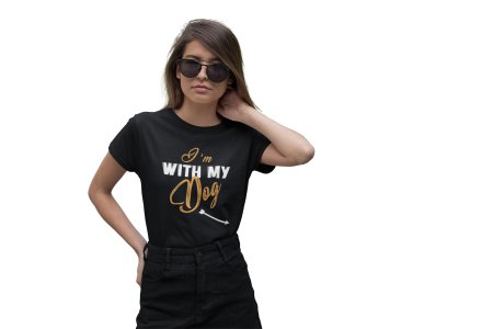 I am with my dog-Black-printed cotton t-shirt - comfortable, stylish