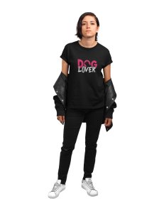 Dog lover Pink And White Text -Black-printed cotton t-shirt - comfortable, stylish