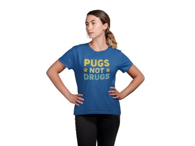 Pugs not drugs -Black - printed cotton t-shirt - comfortable, stylish