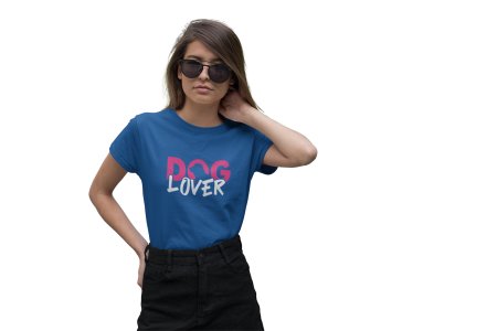 Dog lover Pink And White Text -Blue-printed cotton t-shirt - comfortable, stylish