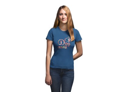 Dog aunt -Blue-printed cotton t-shirt - comfortable, stylish
