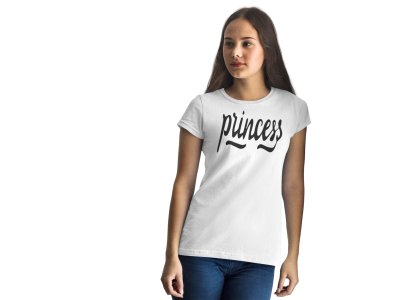 Princess Text Printed for Girls Printed White T-Shirts