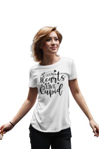 Stealing Hearts Like Cupid Printed Lovely FancyPrinted White T-Shirts