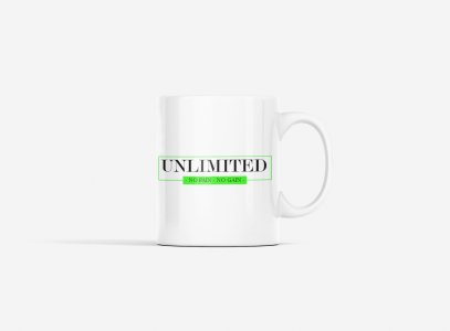 Unlimited Inside The Box, (BG Black and Green) - gym themed printed ceramic white coffee and tea mugs/ cups for gym lovers