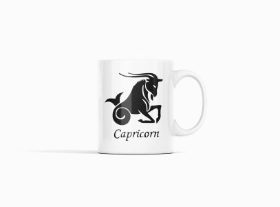 Capricorn symbol- zodiac themed printed ceramic white coffee and tea mugs/ cups for astrology lovers